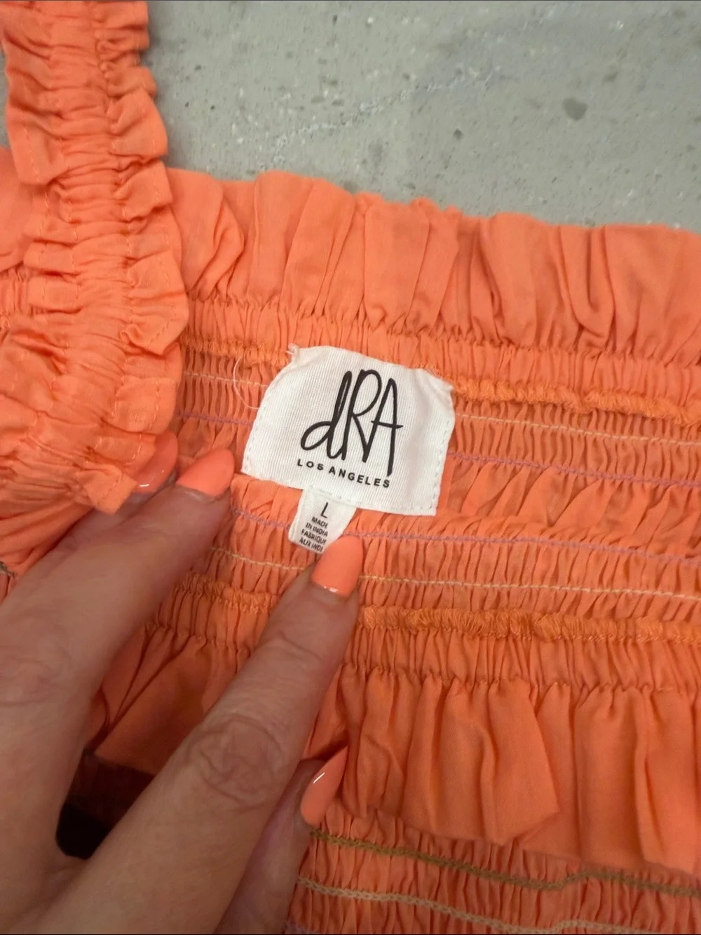 dRA matching set smocked Midi Skirt and cropped top in Coral Orange